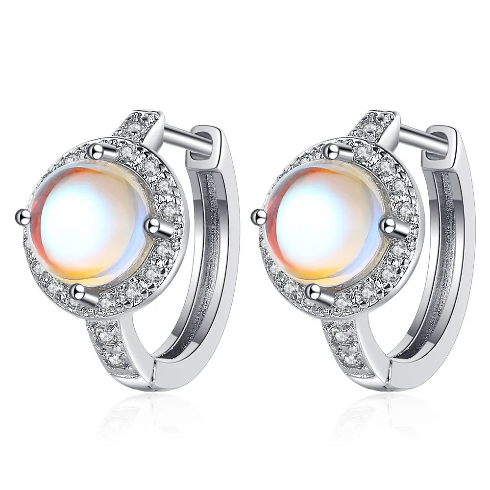 Pendientes de aro y piedra de luna