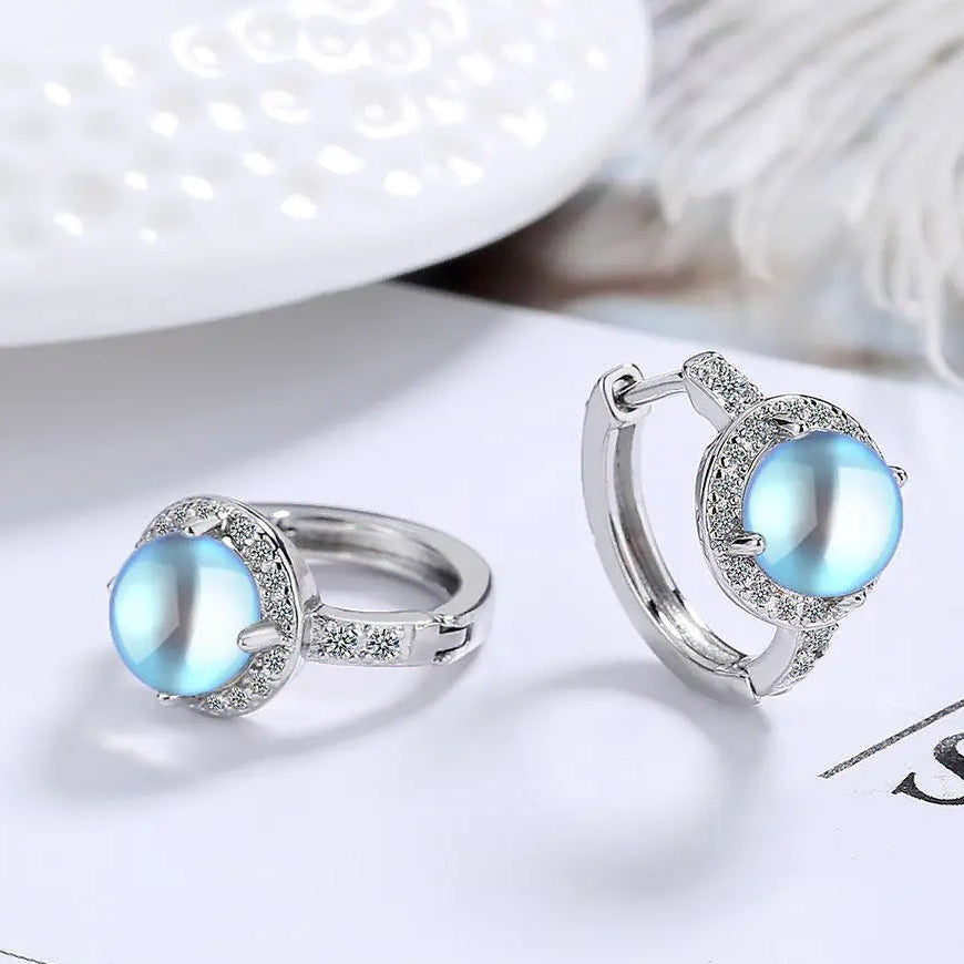 Pendientes de aro y piedra de luna