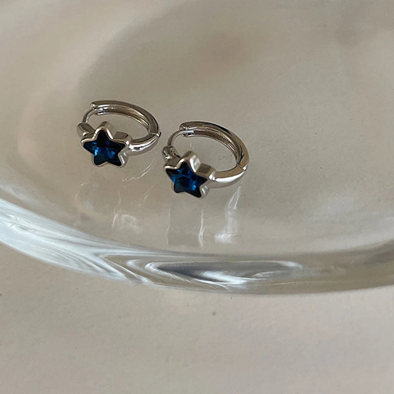 Pendientes Aros Estrella Azul