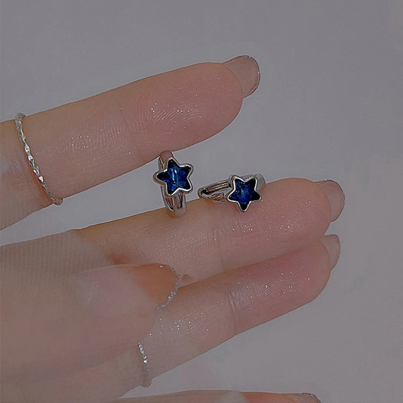 Pendientes Aros Estrella Azul