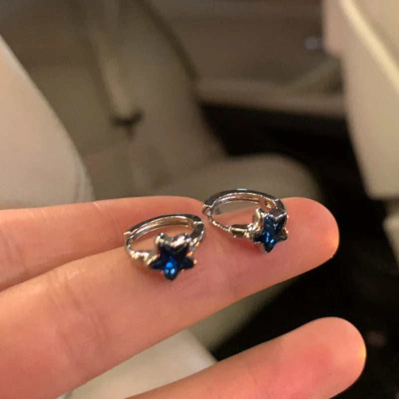 Pendientes Aros Estrella Azul