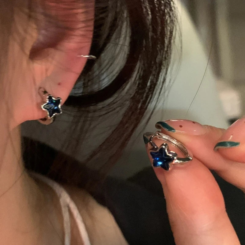 Pendientes Aros Estrella Azul