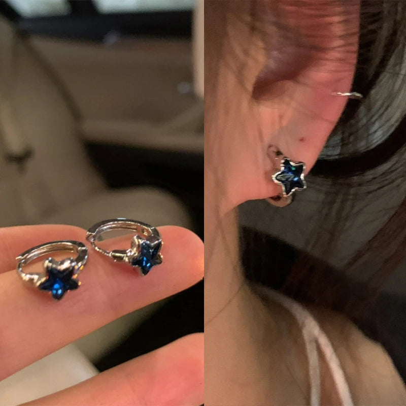 Pendientes Aros Estrella Azul