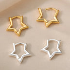 Pendientes de aro estrellas geométricas plata