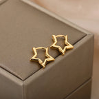 Pendientes de aro estrellas geométricas oro