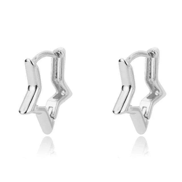 Pendientes de aro estrellas geométricas plata