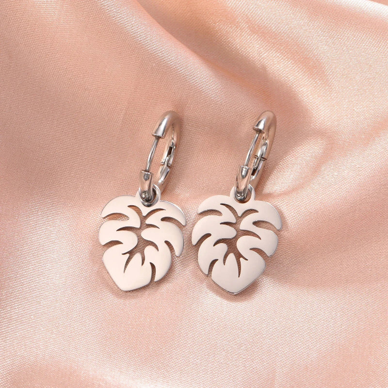 Pendientes de Aro Hoja de Palma plata