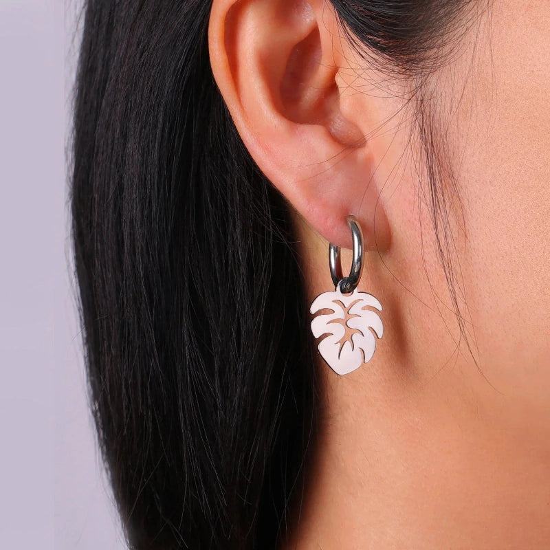 Pendientes de Aro Hoja de Palma plata