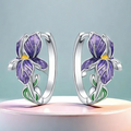 Pendientes de aro flor de iris violeta