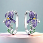 Pendientes de aro flor de iris violeta