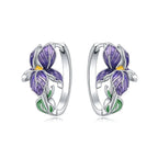 Pendientes de aro flor de iris violeta