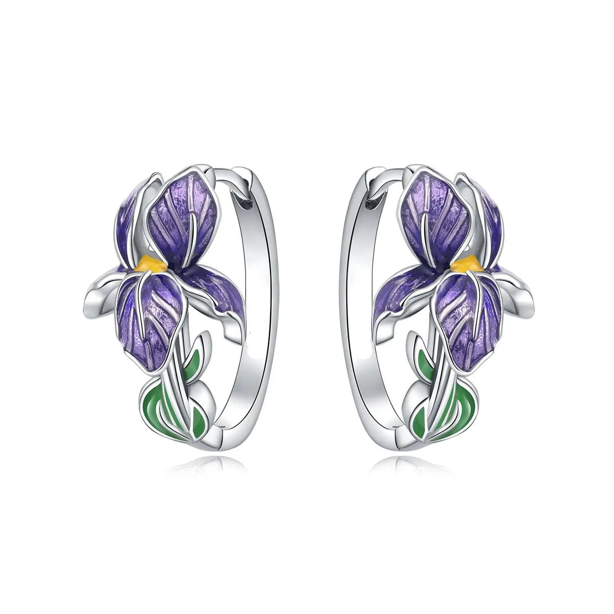 Pendientes de aro flor de iris violeta