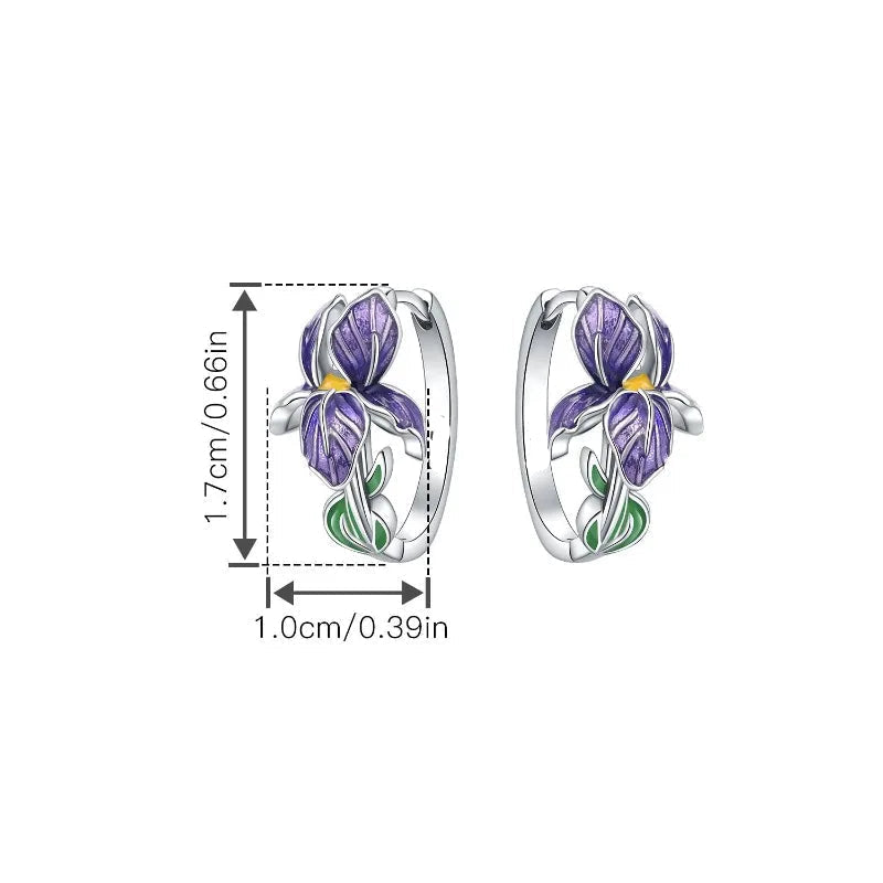 Pendientes de aro flor de iris violeta