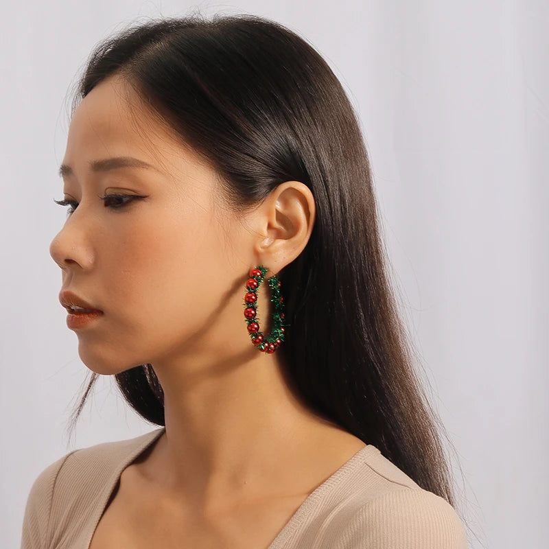 Pendientes Aros Guirnalda de Navidad
