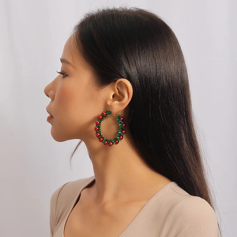 Pendientes Aros Guirnalda de Navidad
