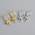 Pendientes de Aro Palma con Circonio plata