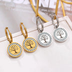 Pendientes de aro colgantes Árbol de la Vida plata