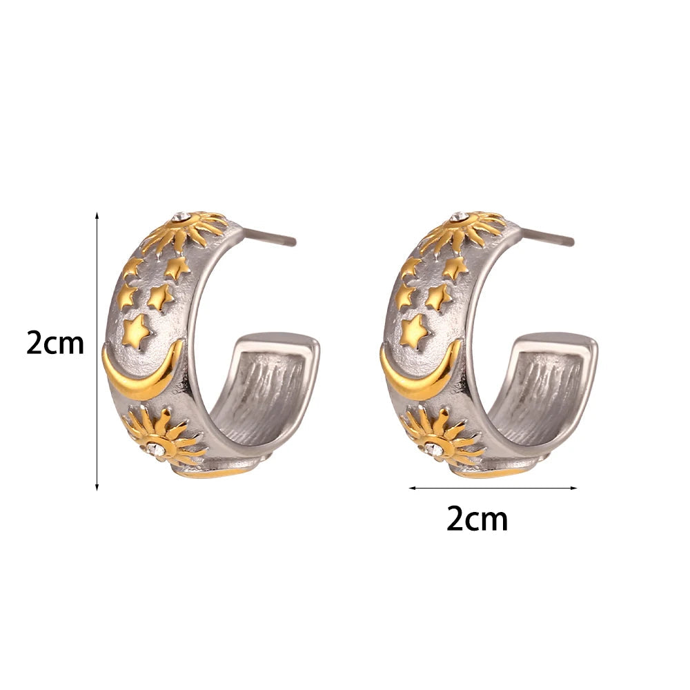 Pendientes de Aro Retro Sol plata