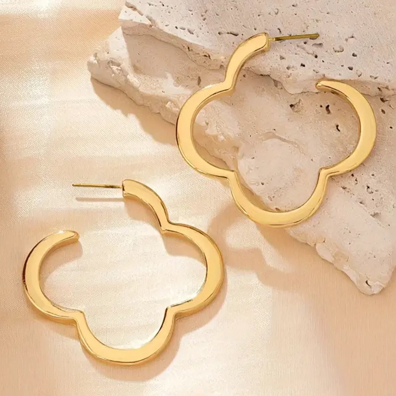 Pendientes Aros Trébol de 4 hojas