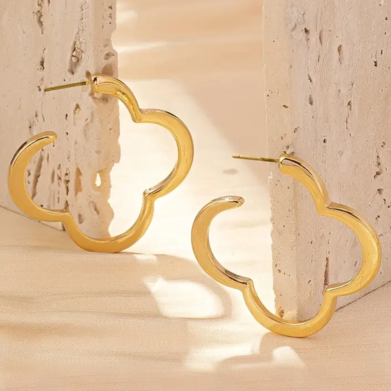 Pendientes Aros Trébol de 4 hojas