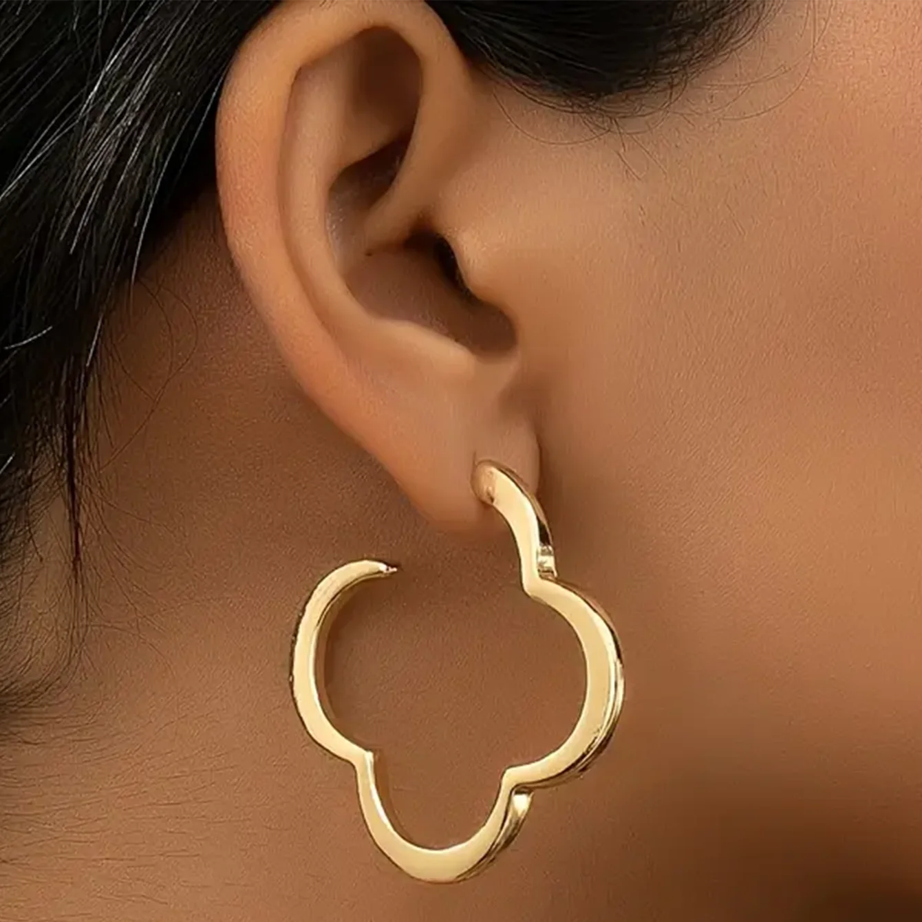 Pendientes Aros Trébol de 4 hojas