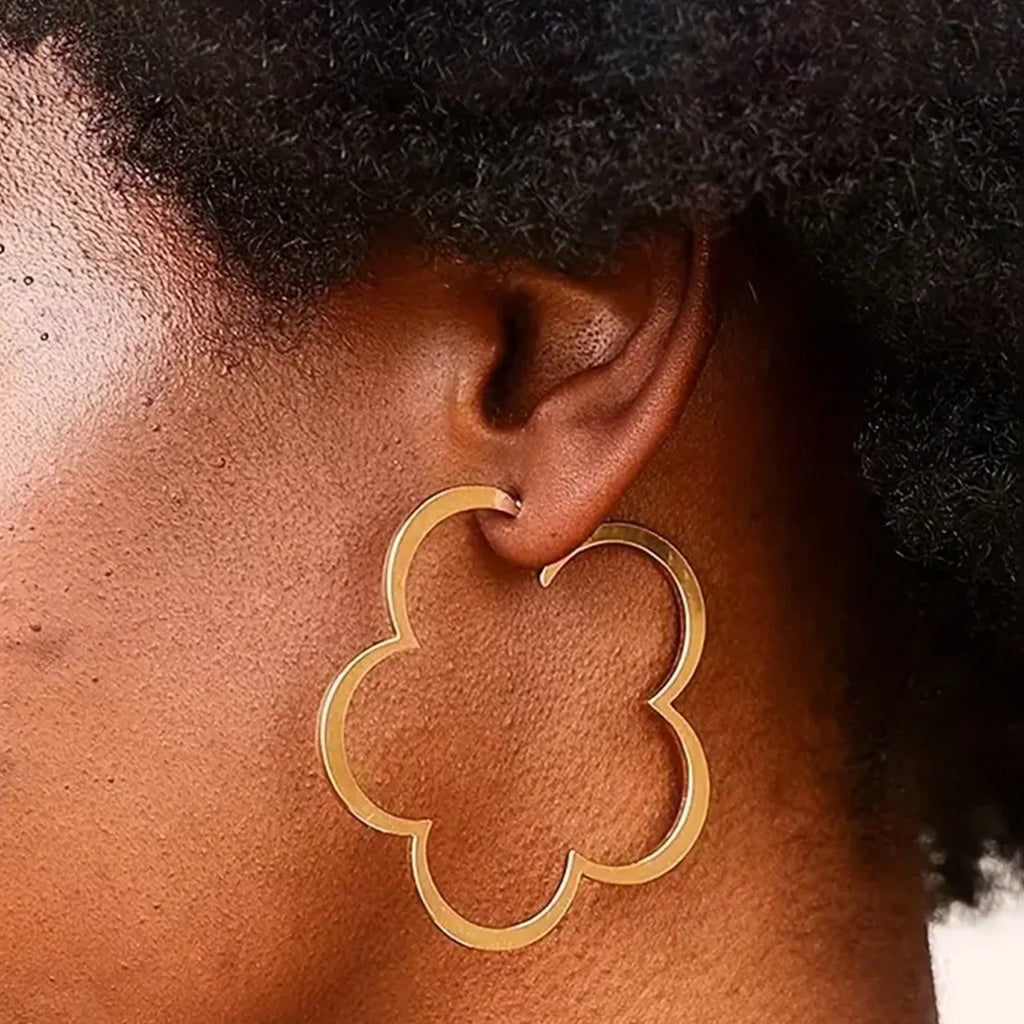 Pendientes Aros Trébol de 5 hojas