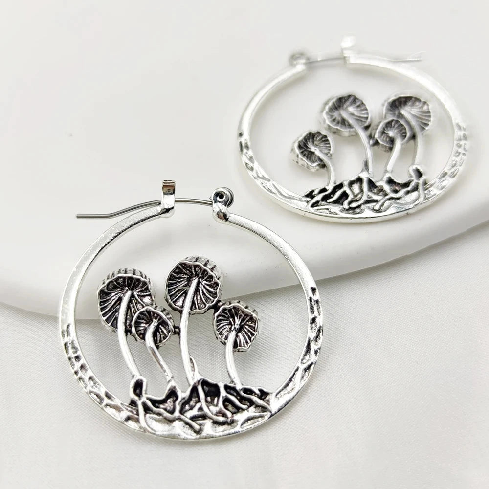 Pendientes de Aro Vintage con Champiñones