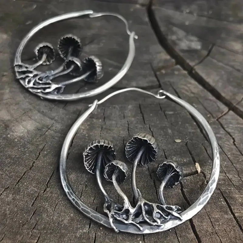 Pendientes de Aro Vintage con Champiñones