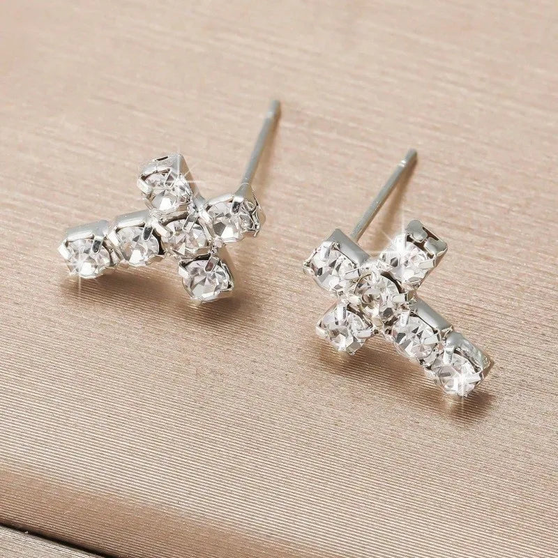 Pendientes de cruz con strass