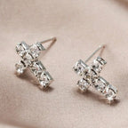 Pendientes de cruz con strass