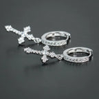 Pendientes Cruz Discreta Hombre Mujer plata estilo 1