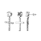 Pendientes Cruz Discreta Hombre Mujer plata estilo 2