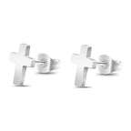 Pendientes de cruz gruesa de plata