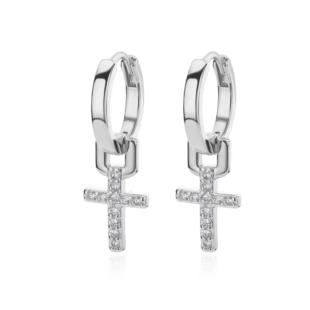 Pendientes de Cruz para Mujer Aros de plata