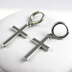 Pendientes Colgantes de Cruz de Plata