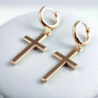 Pendientes Colgantes de Cruz de Oro