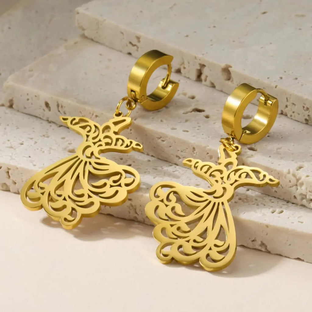 Pendientes colgantes para mujer Ramadán árabe oro