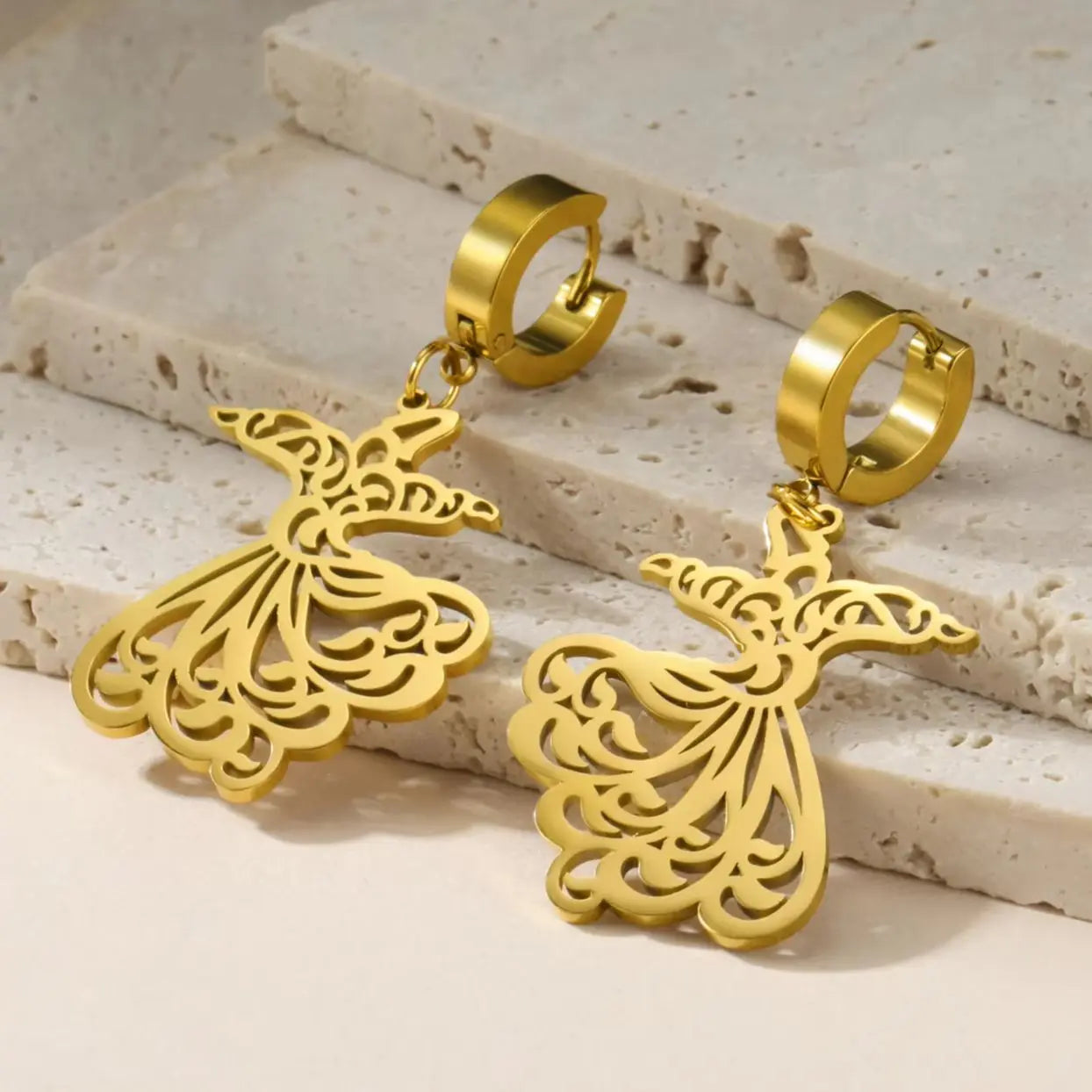 Pendientes colgantes para mujer Ramadán árabe oro