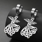 Pendientes colgantes para mujer Ramadán árabe plata