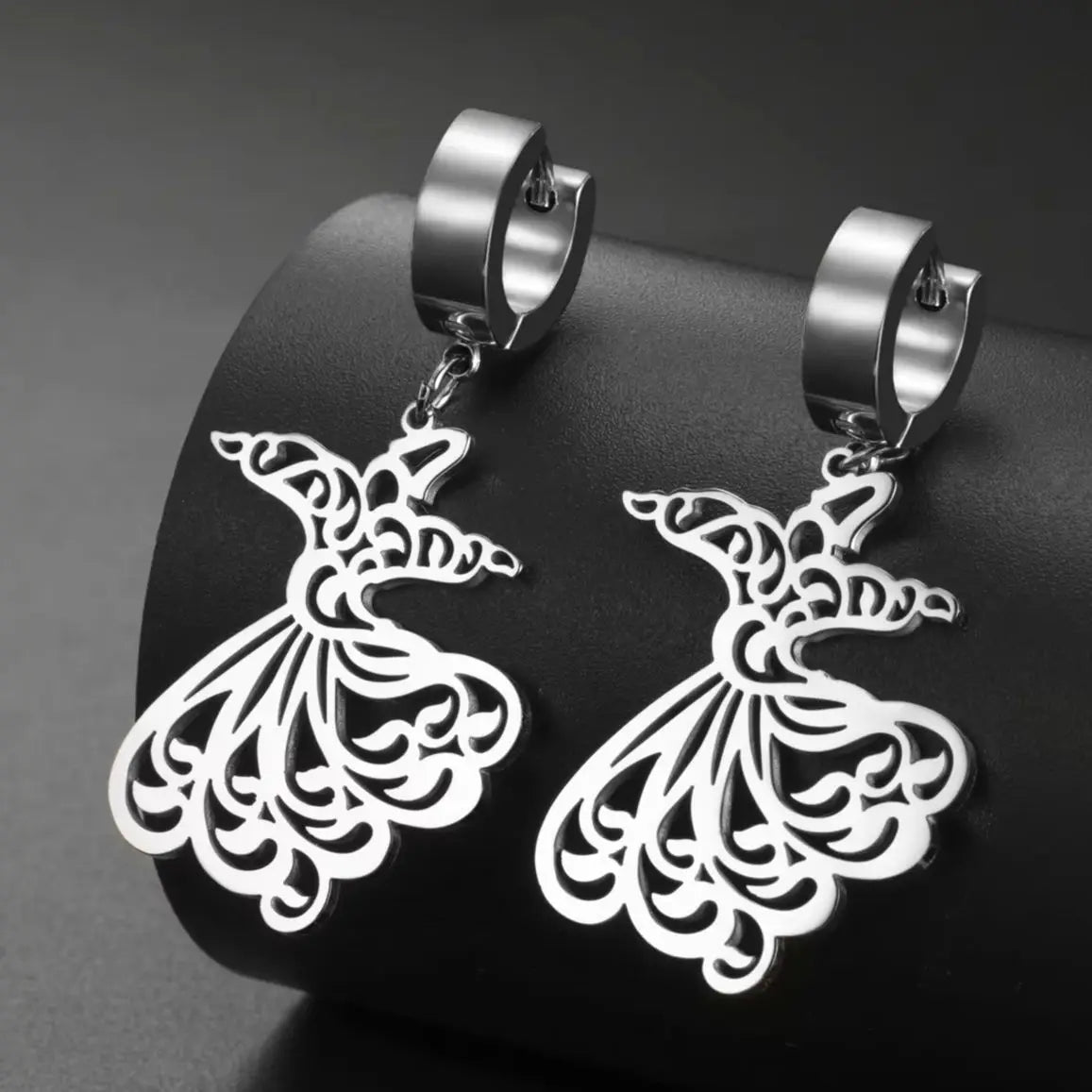 Pendientes colgantes para mujer Ramadán árabe plata
