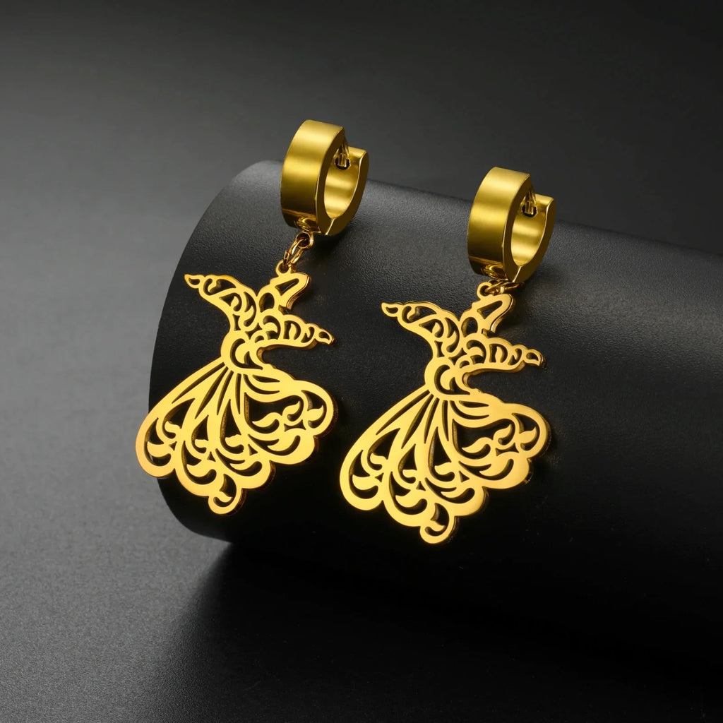 Pendientes colgantes para mujer Ramadán árabe oro