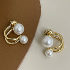 Pendientes de doble perla blanca