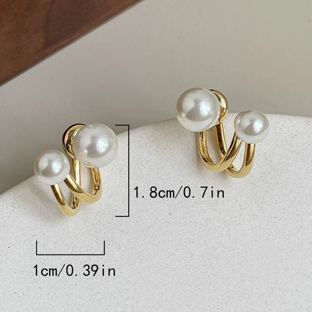 Pendientes de doble perla blanca