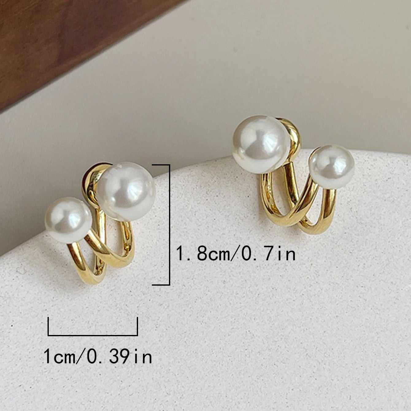 Pendientes de doble perla blanca