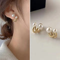 Pendientes de doble perla blanca