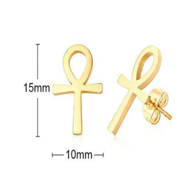Pendientes Egipto Cruz de Ankh Hombre Mujer Oro