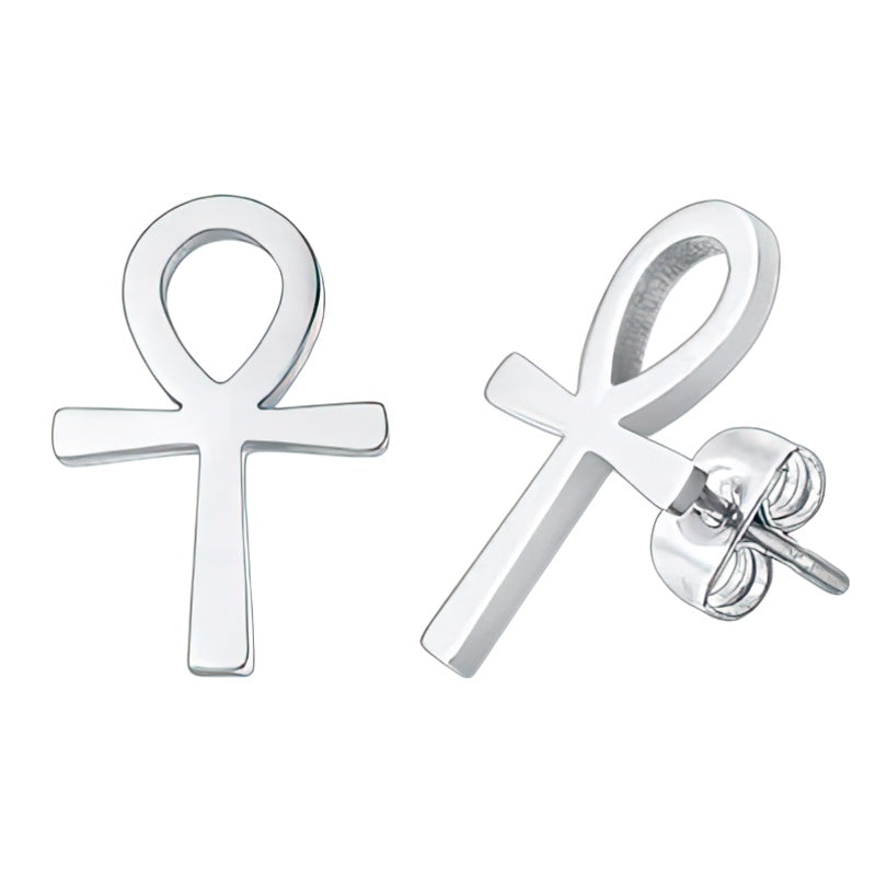 Pendientes Egipto Cruz de Ankh Hombre Mujer Plata
