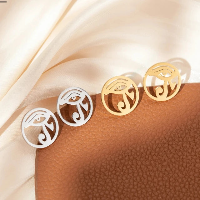 Pendientes Egipto Ojo Oudjat oro plata