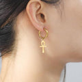 Pendientes Egipcios Cruz de Ankh para Mujer oro