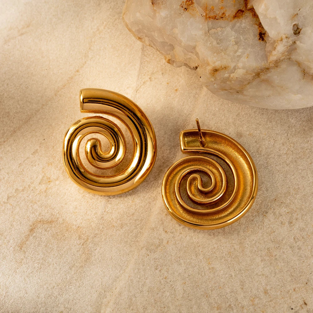 Pendientes en forma de espiral abombada oro